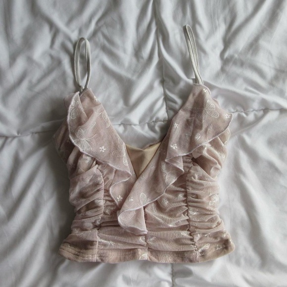 Pink Ruffled Spaghetti Strap Top - Picture 3 of 5